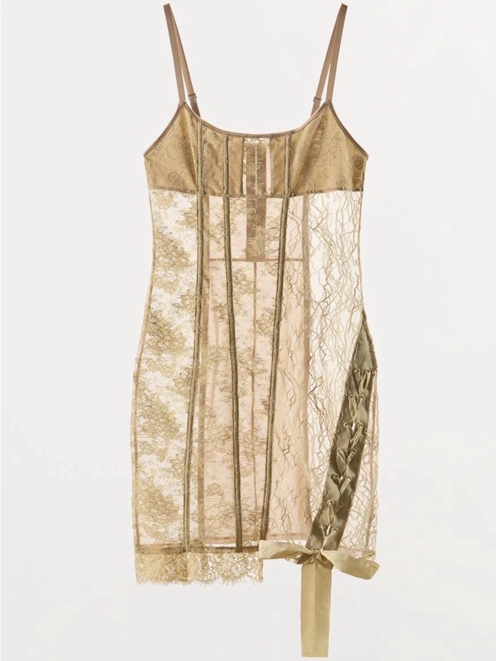 Zara Gold Lace Corset Dress with Tie